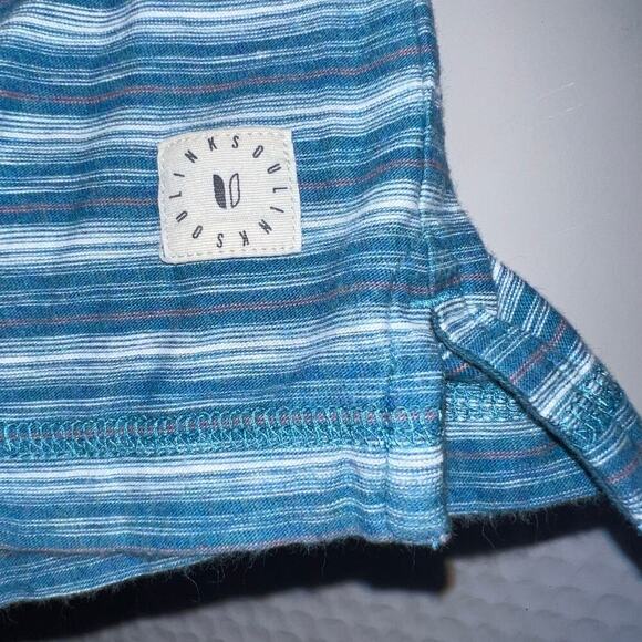 Linksoul Men’s XL 1/4 Button Polo Short Sleeved Striped Knit Preppy Logo Shirt - Picture 9 of 11